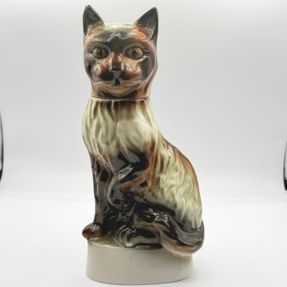 Jim Beam Regal China Siamese Cat Decanter 1970 Vintage Brown Cream Excellent